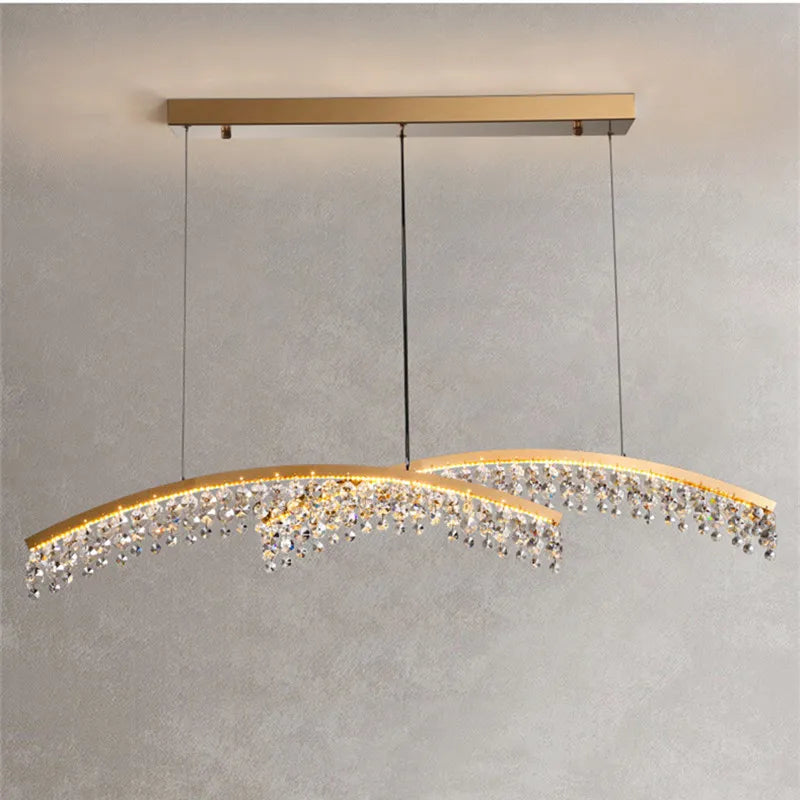 Modern Gold Metal Luxury K9 Crystals LED Dimmable Ceiling Lights by Afralia™