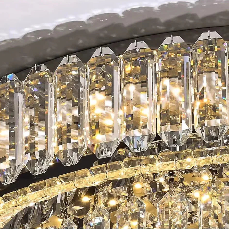 Afralia™ Cone Crystal Ceiling Chandelier - Stainless Steel Luxury Living Room Decoration