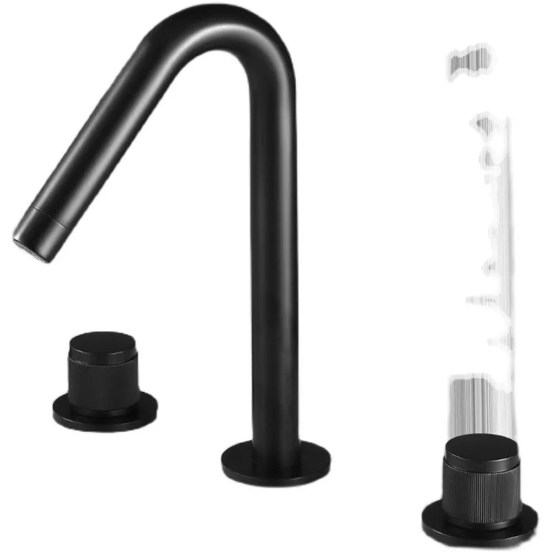 Afralia™ Gold Basin Faucet: Black Brass Widespread Bathroom Tap with Chrome Finish