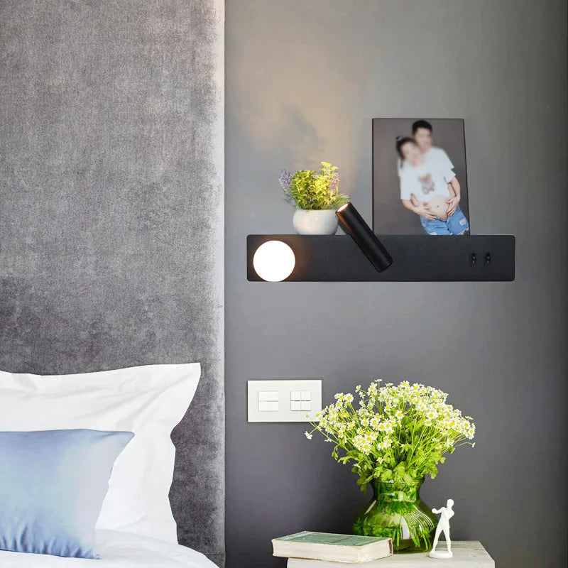 Afralia™ Black Rotatable Wall Lamp with Switch | High-End Modern Minimalist Bedroom & Living Room Lighting