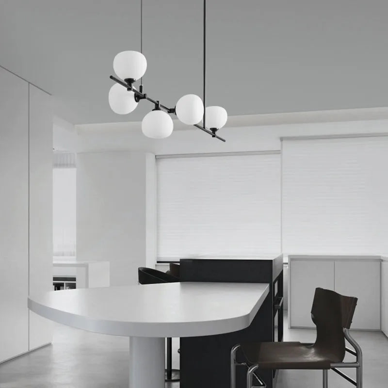 Afralia™ Brass and White Glass Pendant Lamp with Adjustable Height