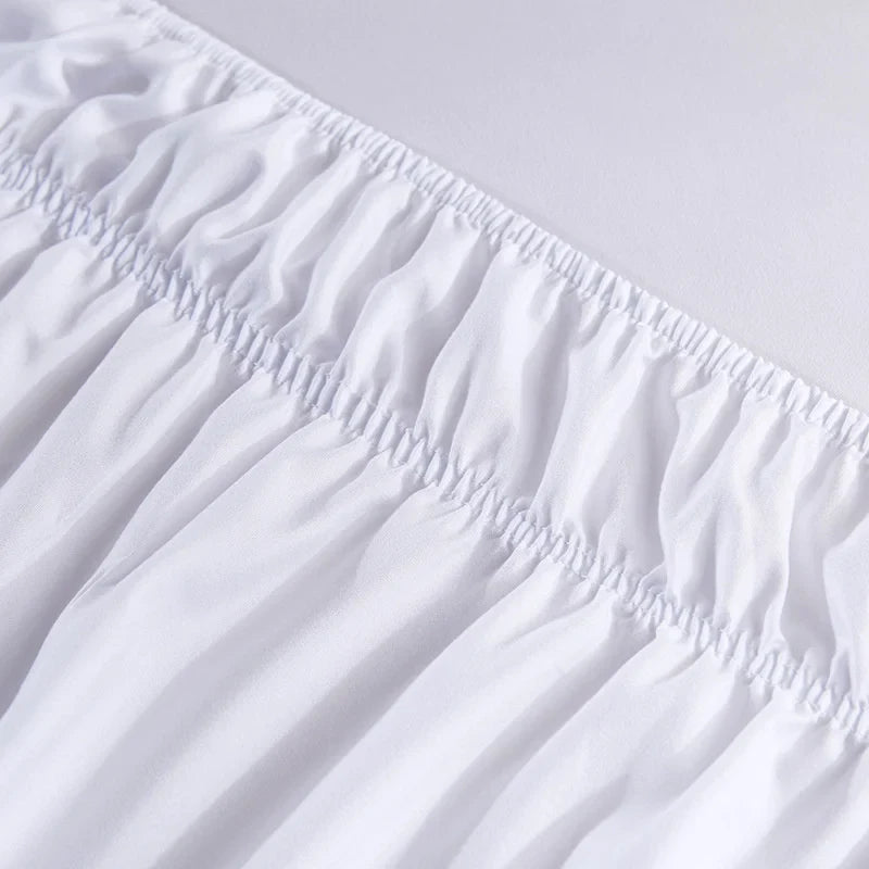 Afralia™ Solid Color Ruffles Elastic Bed Skirt - Washable Bedroom Decor Home Wrap Skirt