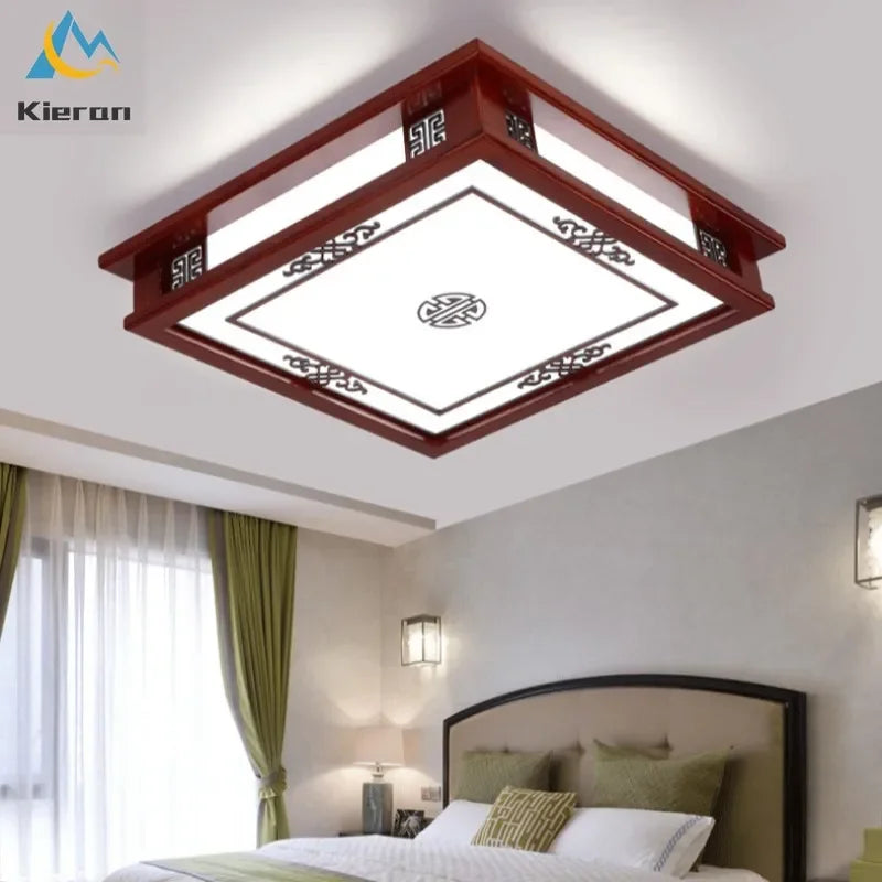 Afralia™ Solid Wood LED Ceiling Lamp, Nordic Modern Design, Hollow Carved, Living Room Bedroom Decor