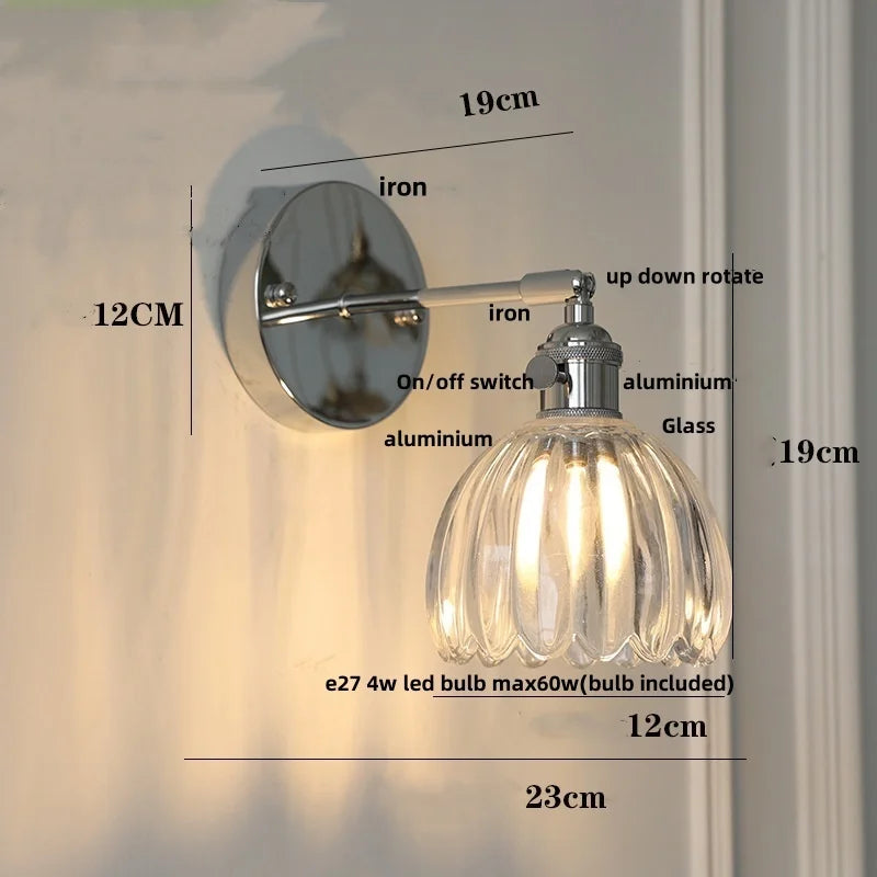 Afralia™ Clear Glass Iron Wall Lamp - Dual Light Up Down Rotate for Home Décor
