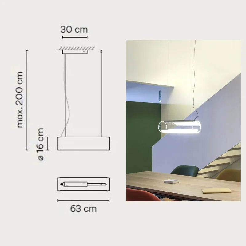 Afralia™ Clear Glass Cylinder Chandelier | Modern Indoor Suspension Light