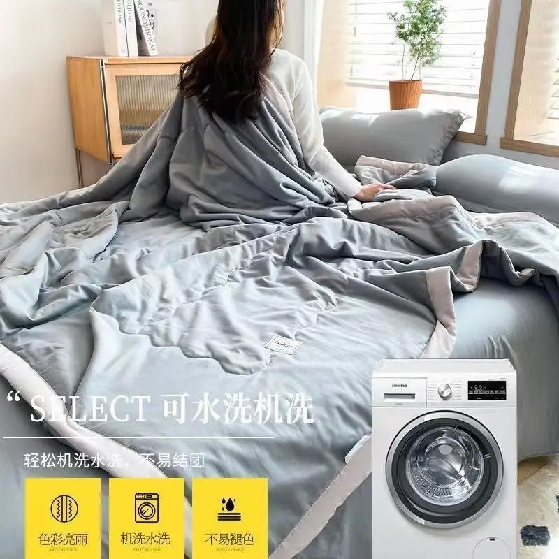 Afralia™ Cooling Cotton Quilt with Washable Core for Single Bed in Dorm