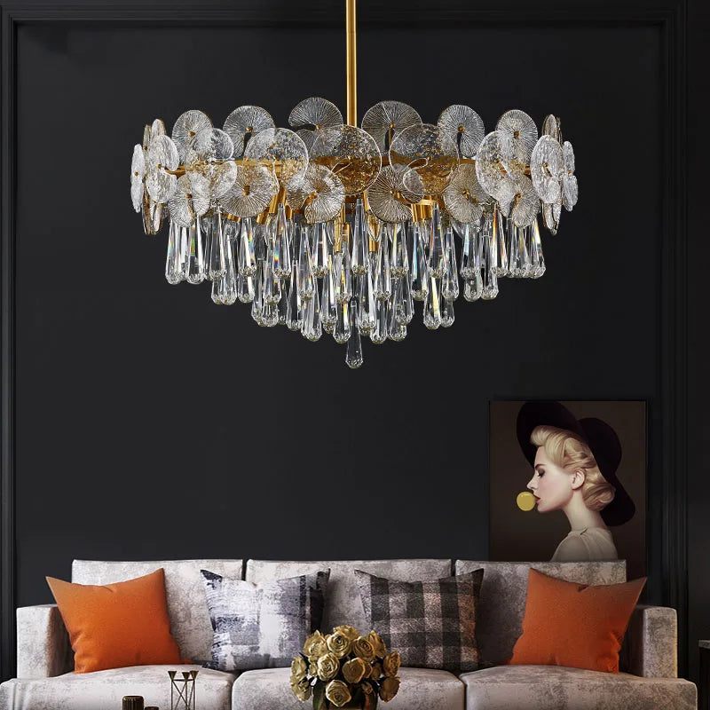 Afralia™ Crystal Lotus Chandelier: Nordic Luxury for Home Decor, Restaurant, Hotel & Bedroom