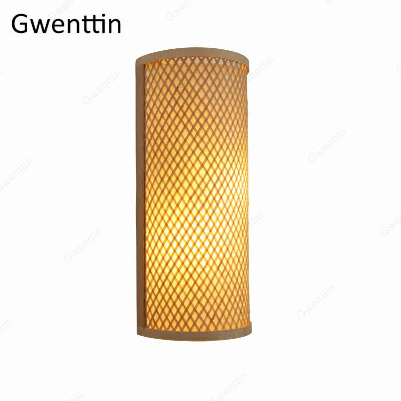 Afralia™ Bamboo Wall Lights Sconces LED Fixtures for Bedroom Bathroom Stairs Luminarias