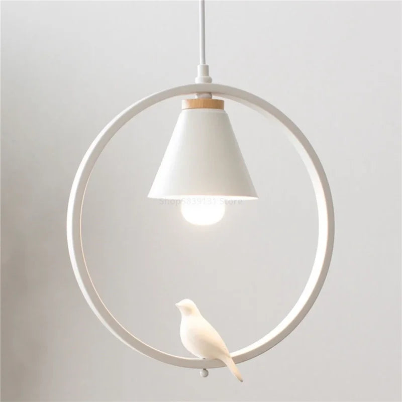 Afralia™ Iron Ring Pendant Lights Children Bedroom Hanging Lamps LED Bird Fixtures