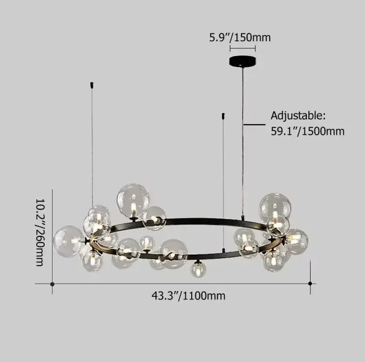 Afralia™ Modern Metal Chandelier with Clear Glass Bubbles - 7-Light G9 Fixture for Home Living Room