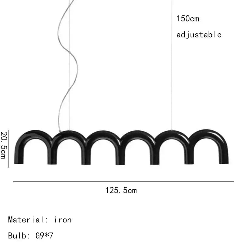 Afralia™ Metal Macaron Arch Chandelier LED Lighting for Kitchen, Bar, Restaurant