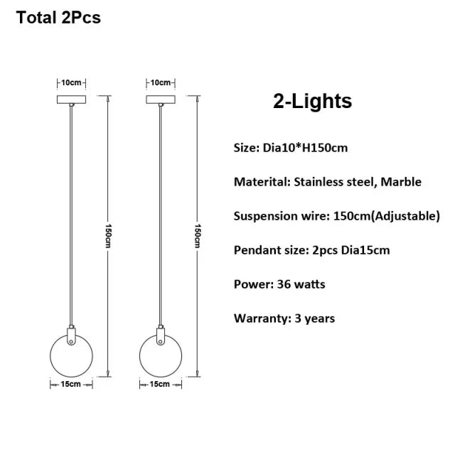 Afralia™ LED Marble Ceiling Pendant Lamp, Modern Interior Lighting for Living Room
