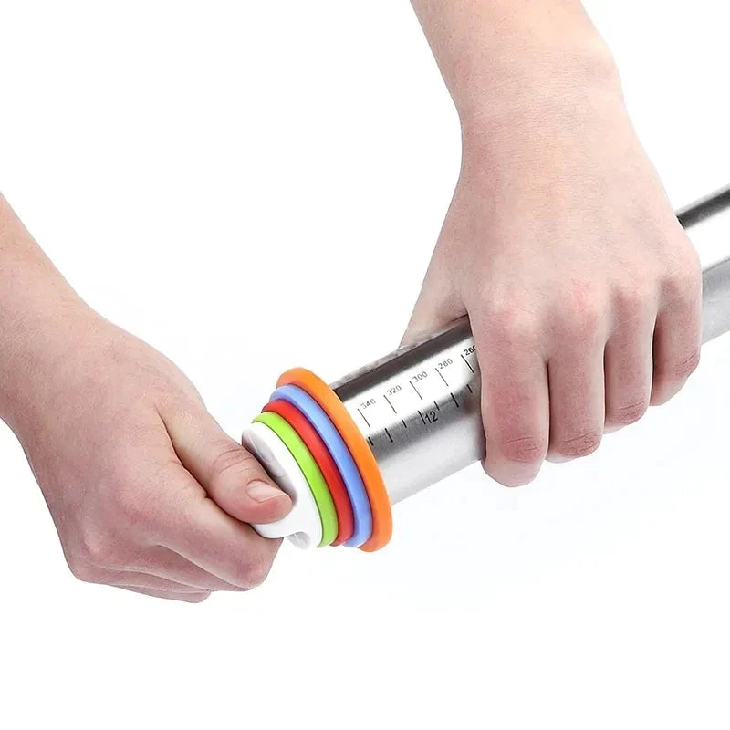 Afralia™ Stainless Steel Adjustable Rolling Pin Cake Roller Dough Bakeware