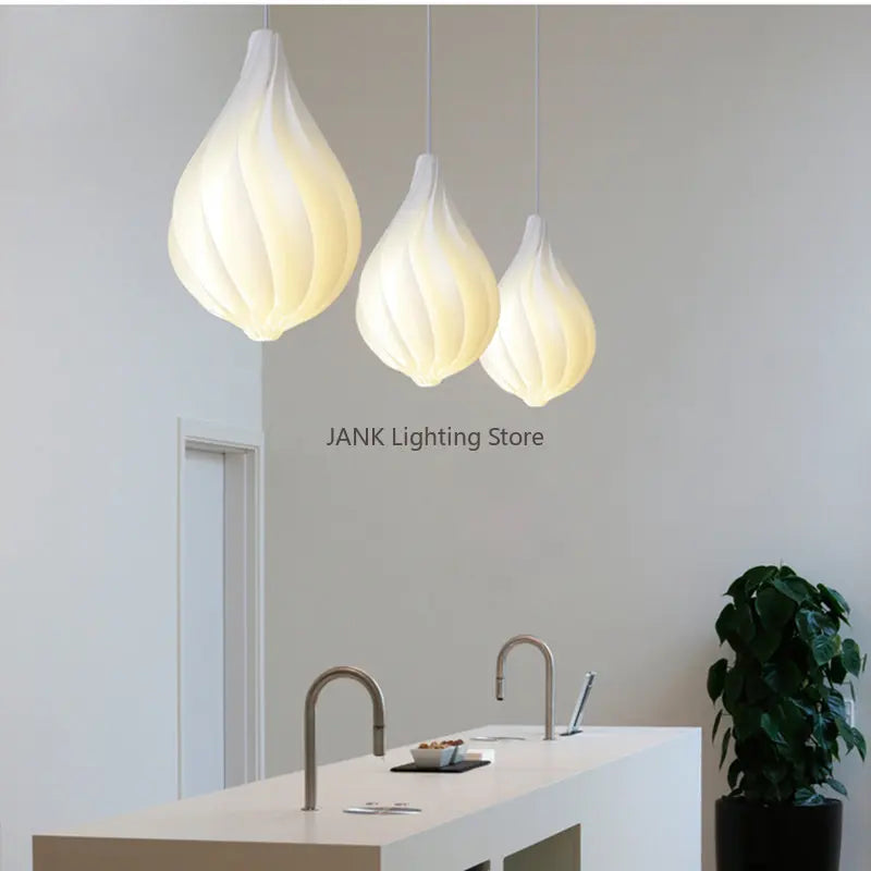 Afralia™ White Wave Chandelier LED Decorative Lighting for Home and Office