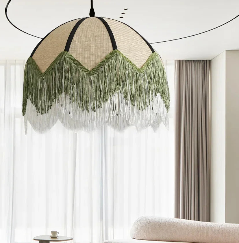 Afralia™ French Retro Style Bedroom Chandelier | Woven Fabric Pendant Lamp