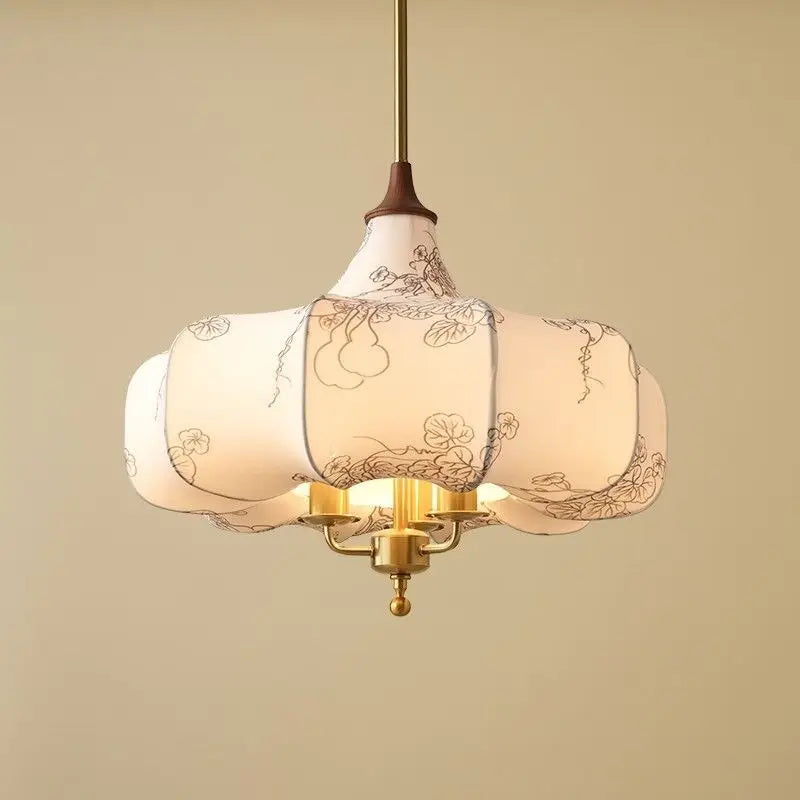 Afralia™ Gold Lustre Retro Medieval Fabric Pendant Lights for Home Decor