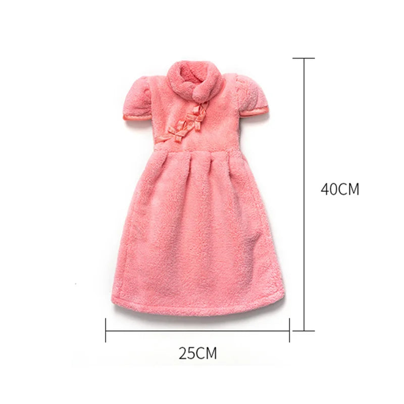 Afralia™ Coral Fleece Cheongsam Hand Towel: Soft, Absorbent, Quick-Drying For Household & Wall Mount