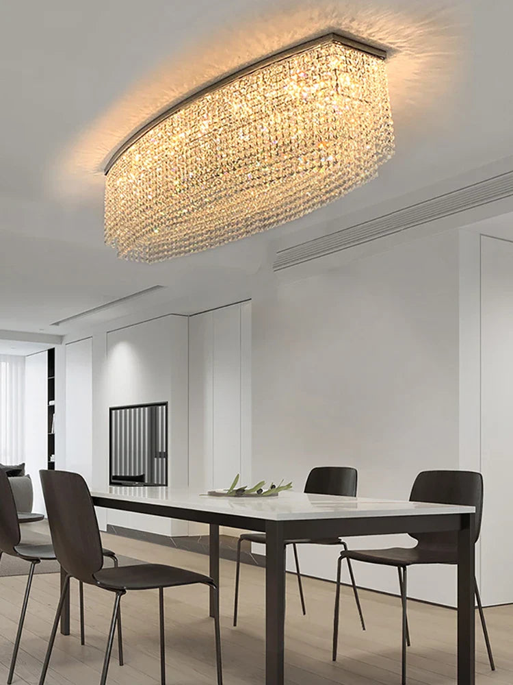 Afralia™ Crystal Tassel Golden Ceiling Chandelier for Dining Table