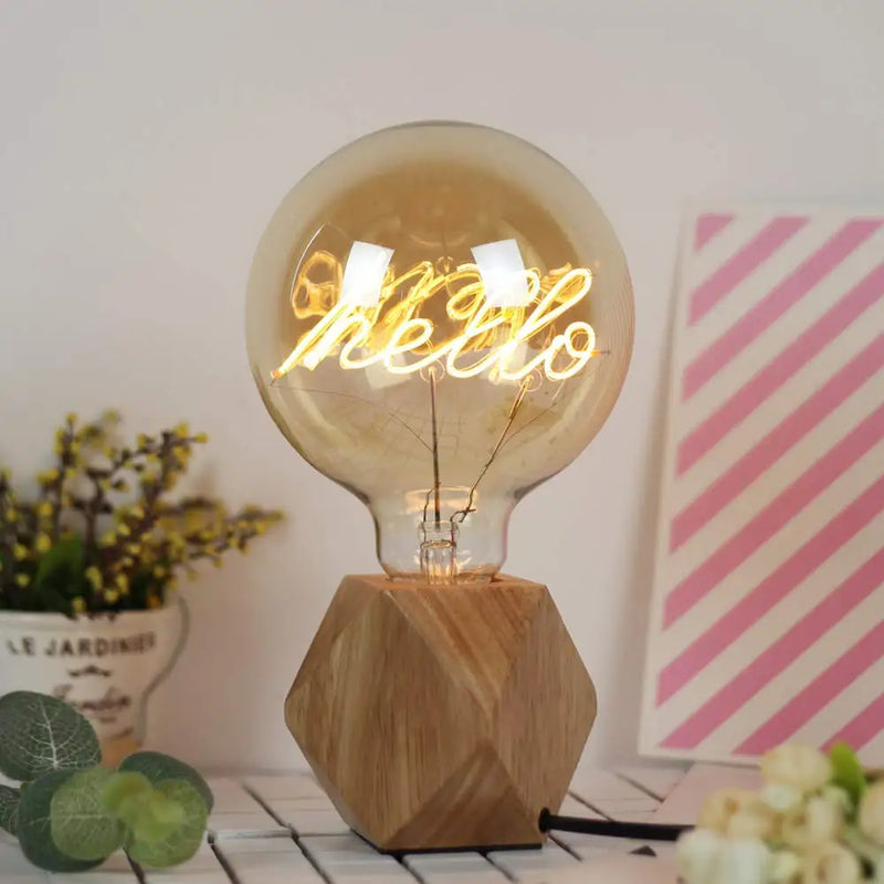 Afralia™ Wooden Table Lamp with LED Filament Decorative Bulb