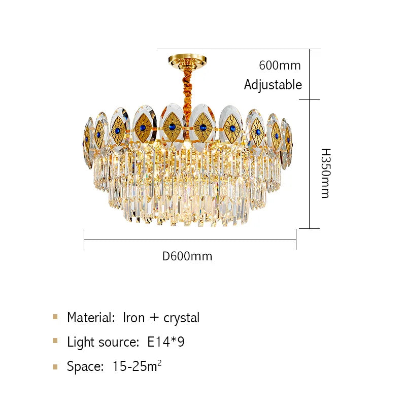 Afralia™ Opulent Crystal Chandelier: Gold LED Luxury Lighting for Living Room