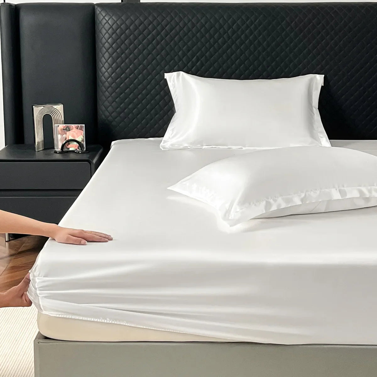 Afralia™ Satin Fitted Sheet Set - Luxuriously Soft Double Full Size Bedding