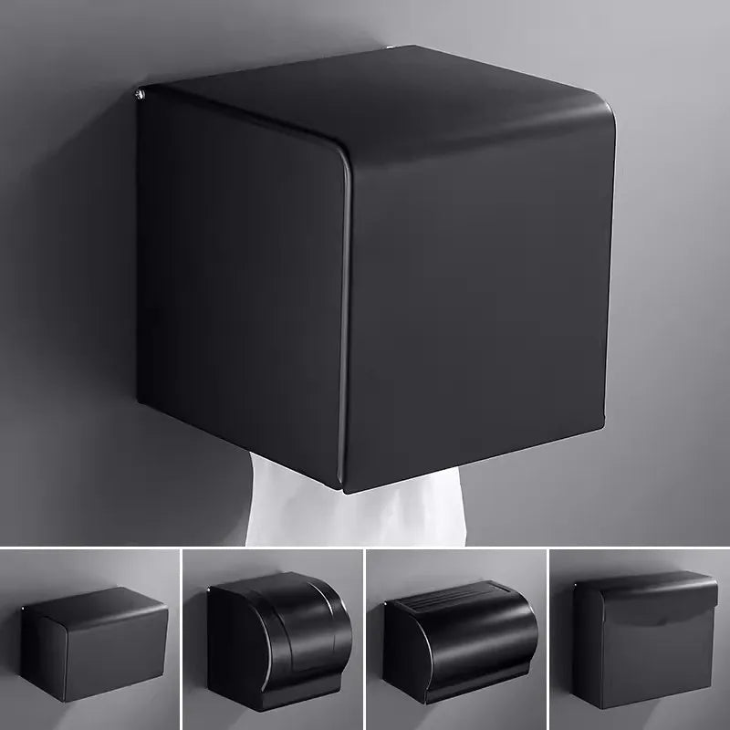 Afralia™ Black Aluminum Bathroom Paper Holder: Elegant Tissue Box Rack & Toilet Paper Holder