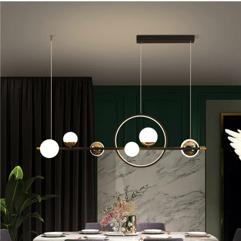 Afralia™ Nordic Circle LED Glass Ball Pendant Lamp for Dining Room & Kitchen