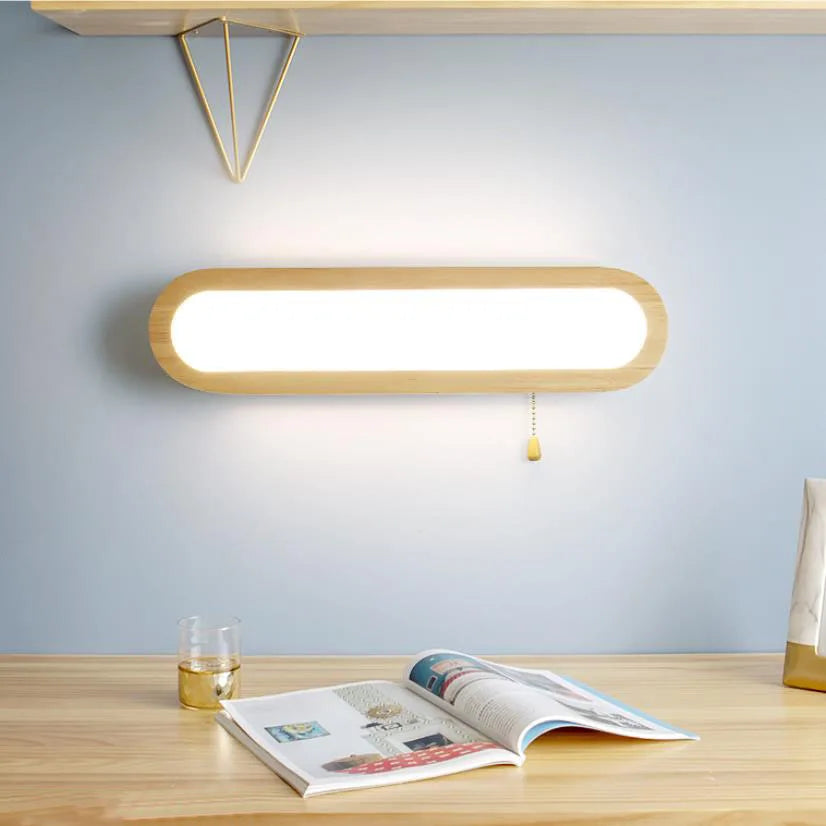 Afralia™ Nordic Wood Wall Sconce LED Light for Bedroom, Study, and Bathroom