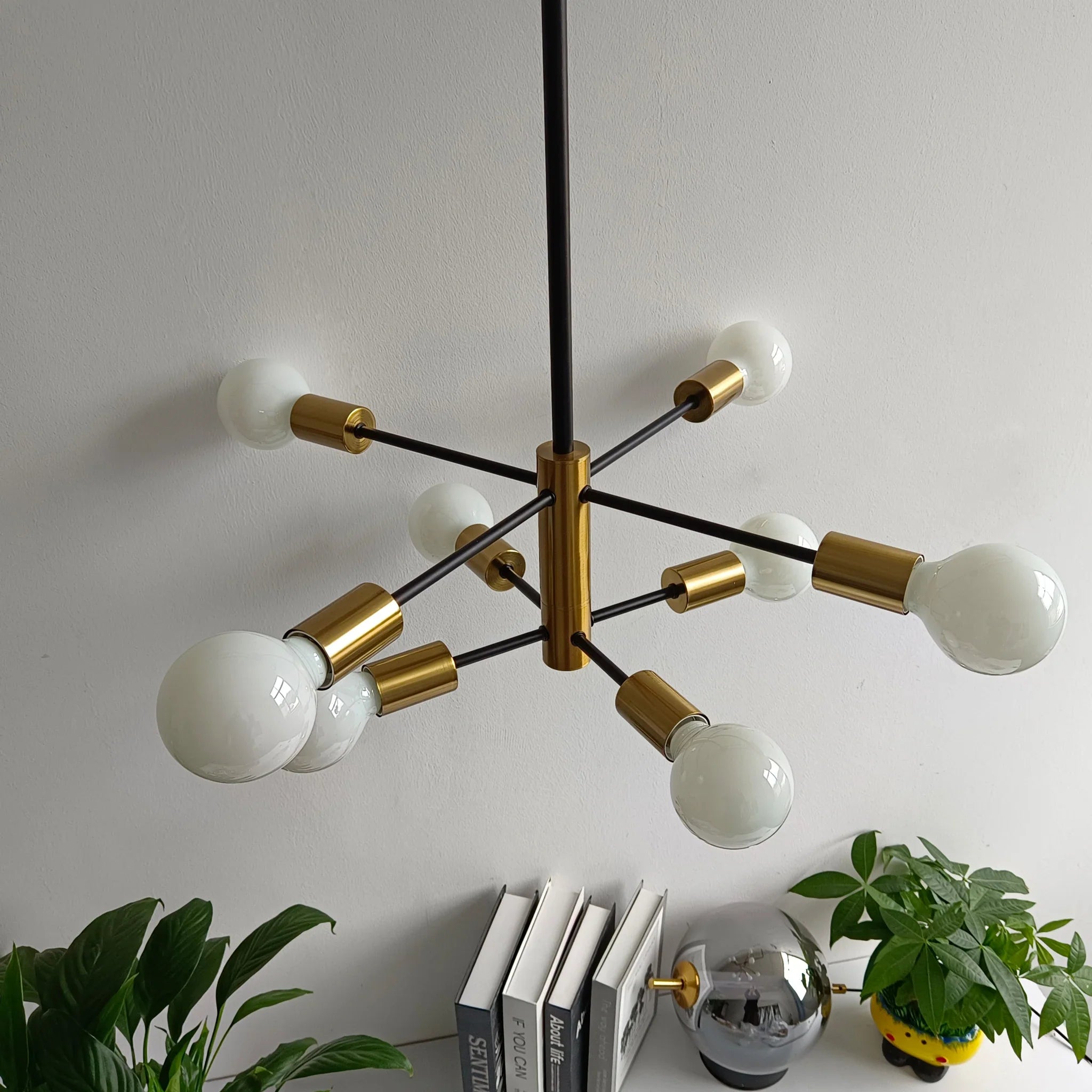 Afralia™ Nordic Gold Black Chandelier Modern Living Room Bedroom Light Fixture