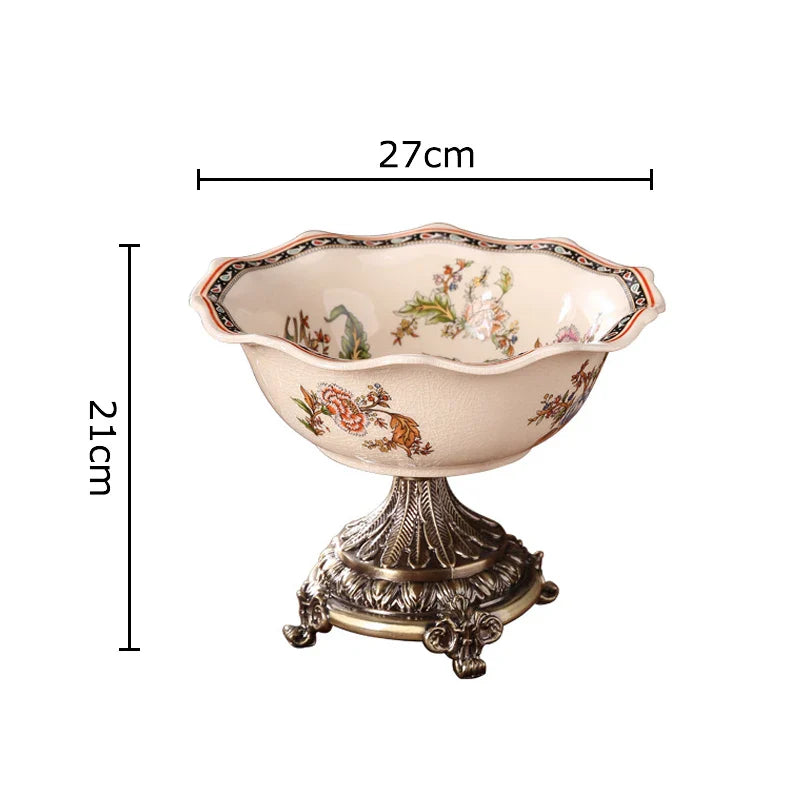 Afralia™ Floral Pattern High-Footed Fruit Bowl Tray - Living Room Coffee Table Decor