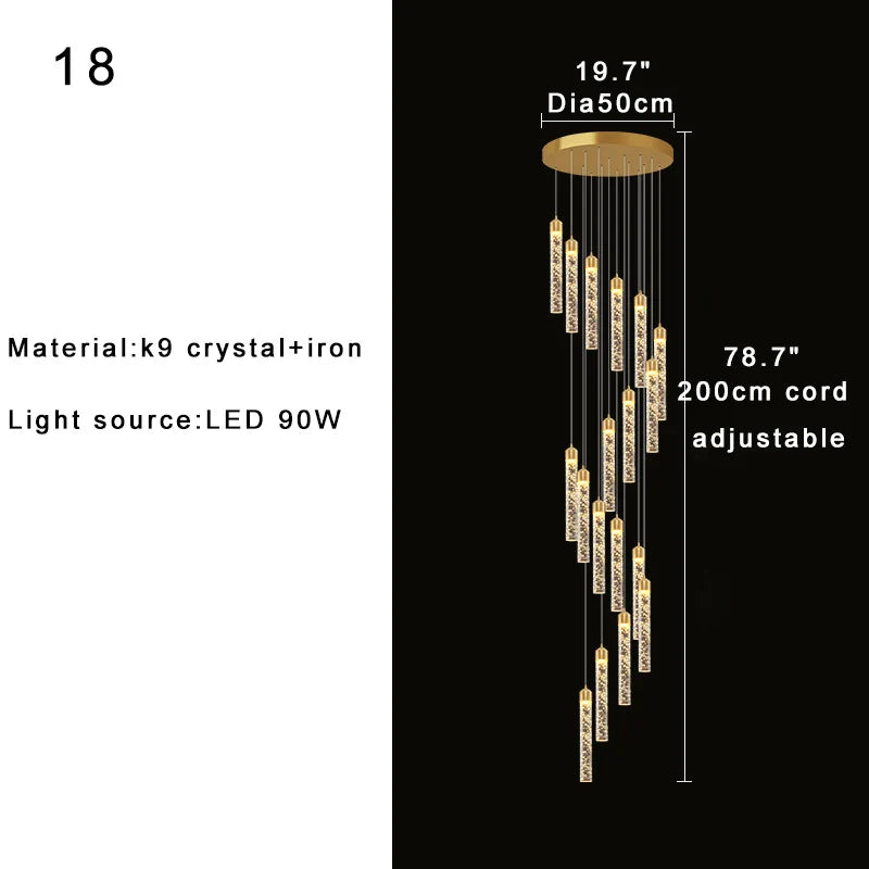 Afralia™ Modern Crystal Chandelier for Circular Staircase, Elegant High-ceiling Room Decor
