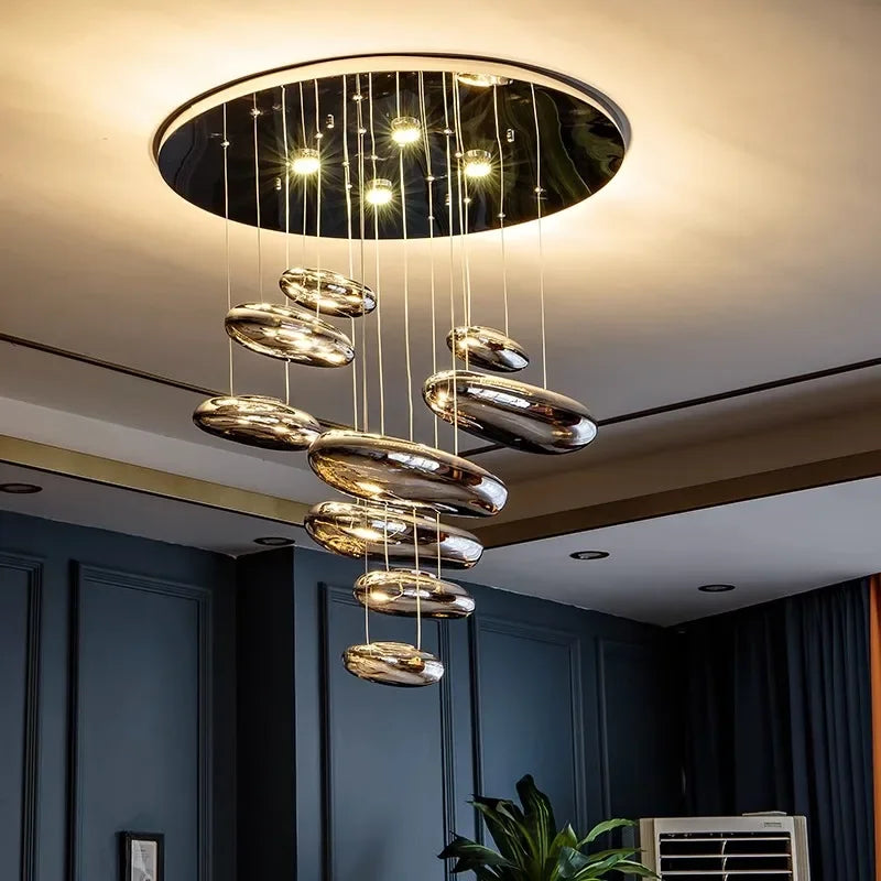 Afralia™ Chrome LED Pendant Lights: Modern Water Droplets Chandeliers for Living, Dining, Bedroom.