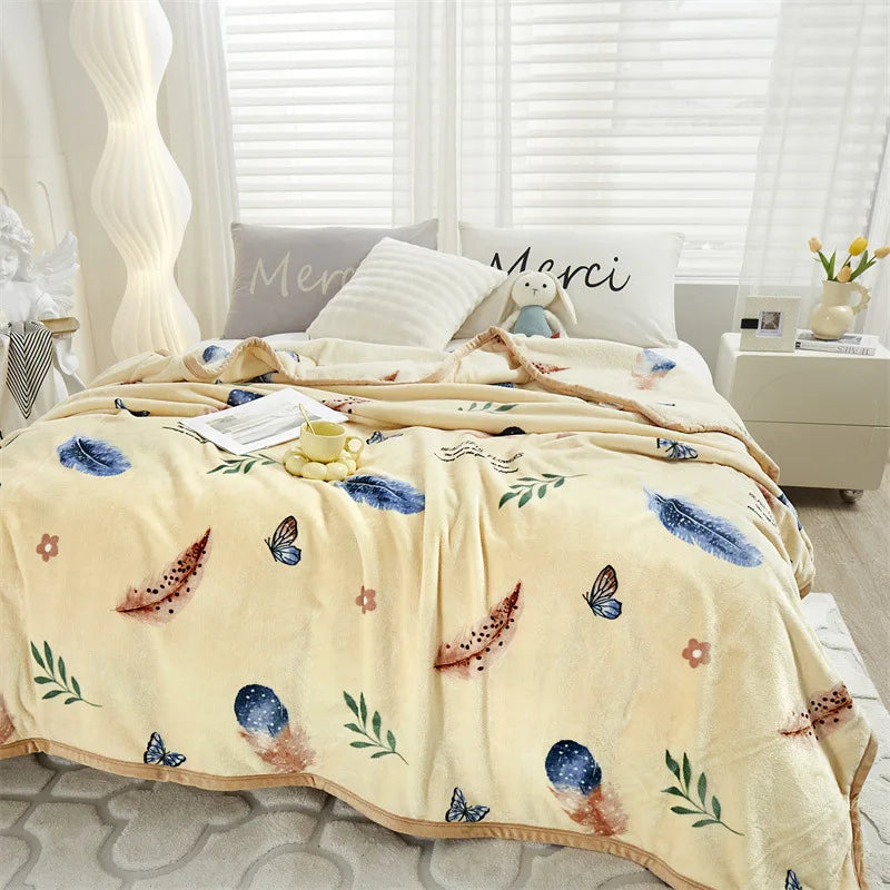 Afralia™ Cozy Flannel Blanket for All Seasons: Double-Sided Velvet Bed Cover, Single Double