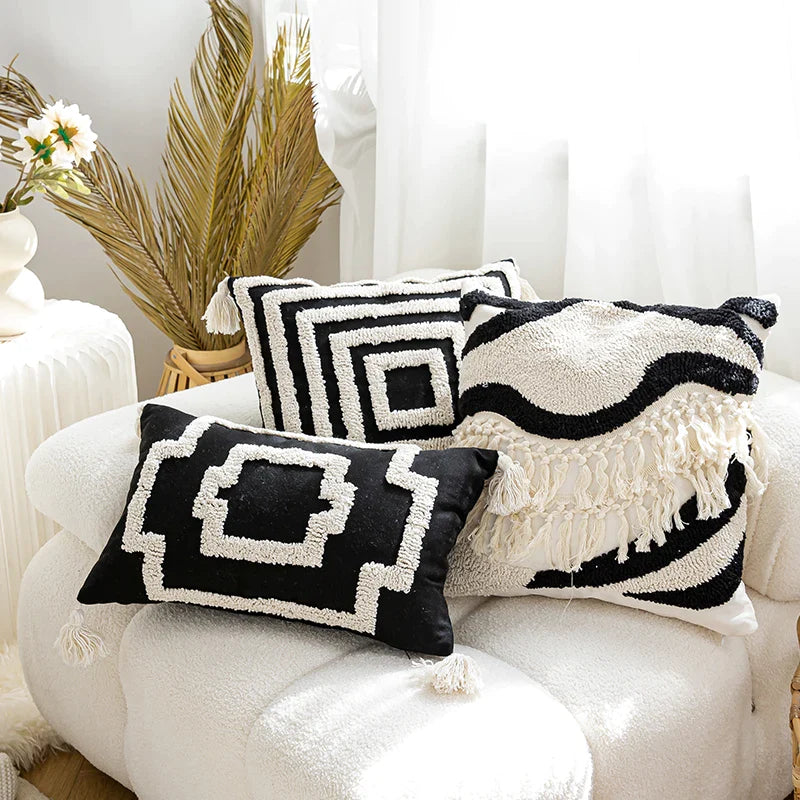 Afralia™ Boho Tufted Pillow Cover with Tassels - 45x45cm Square for Home Décor