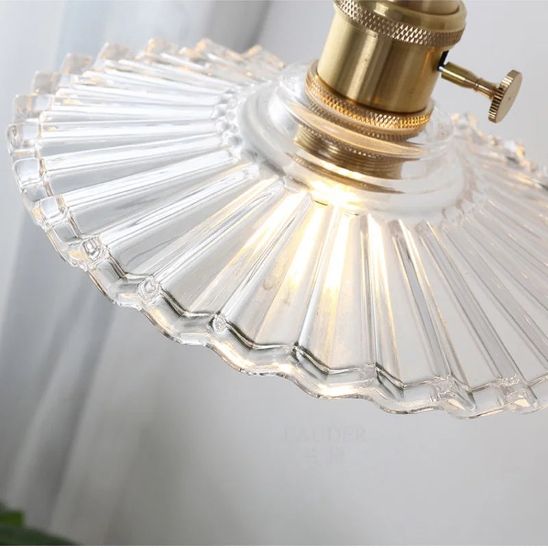 Afralia™ Glass Copper LED Pendant Lamp with Wire Adjustment & Knob Switch