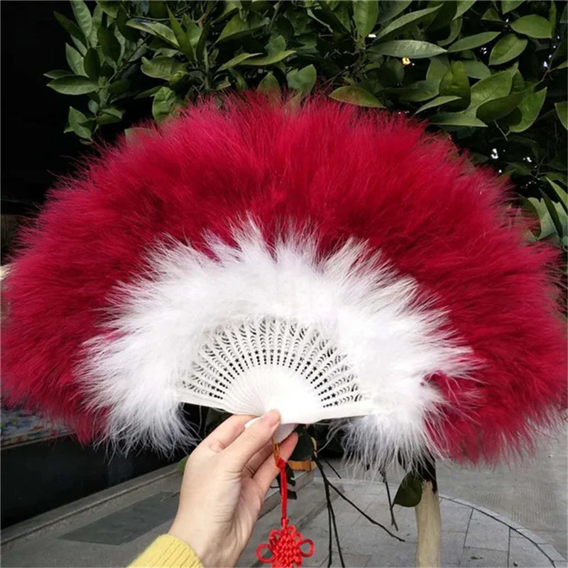 Afralia™ Feather Folding Fan: Elegant Japanese Gothic Court Dance Hand Fan Art Craft