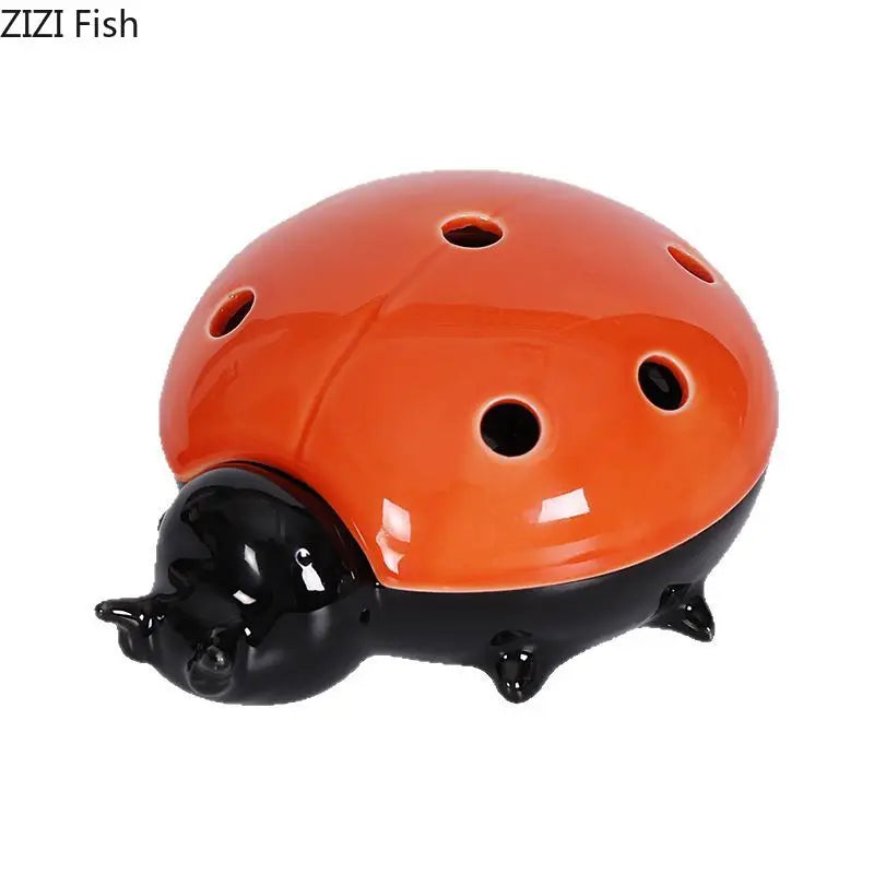 Afralia™ Ladybug Ceramic Ashtray - Windproof Desk Decoration & Smoking Accessory