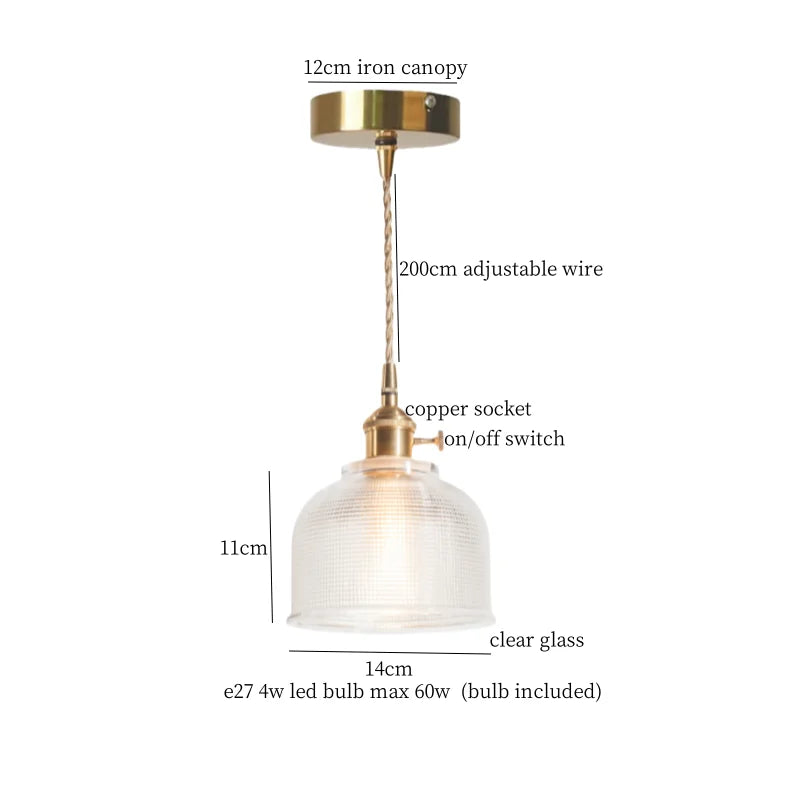Afralia™ Glass LED Pendant Light for Home Restaurant Cafe Nordic Minimalism Copper Lamps