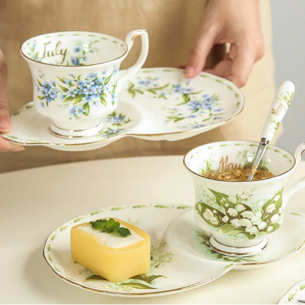 Afralia™ Vintage Phnom Penh Coffee Cup Set in Bone China for Home Office