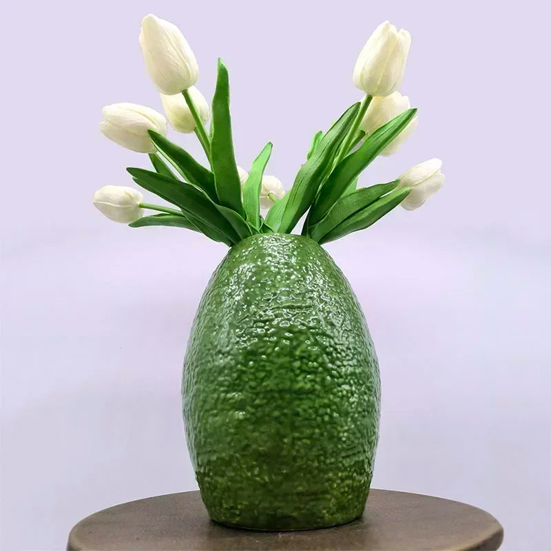 Afralia™ Avocado Ceramic Vase: Unique Flower Arrangement Pot Home Decor Craft Pots