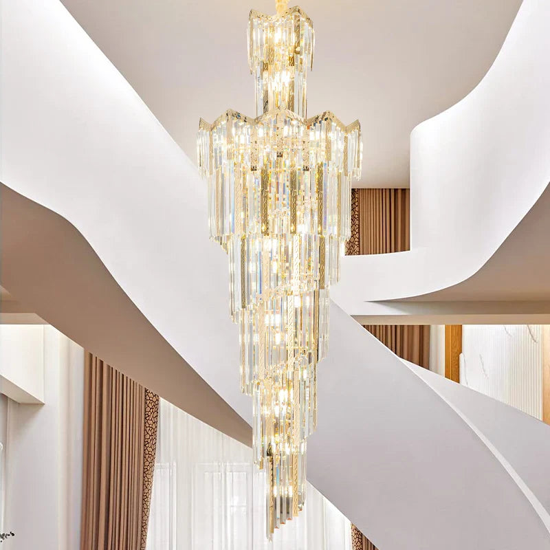 Afralia™ Crystal Chandelier: European Villa Hotel Luxury Hollow Building Middle Floor Lighting