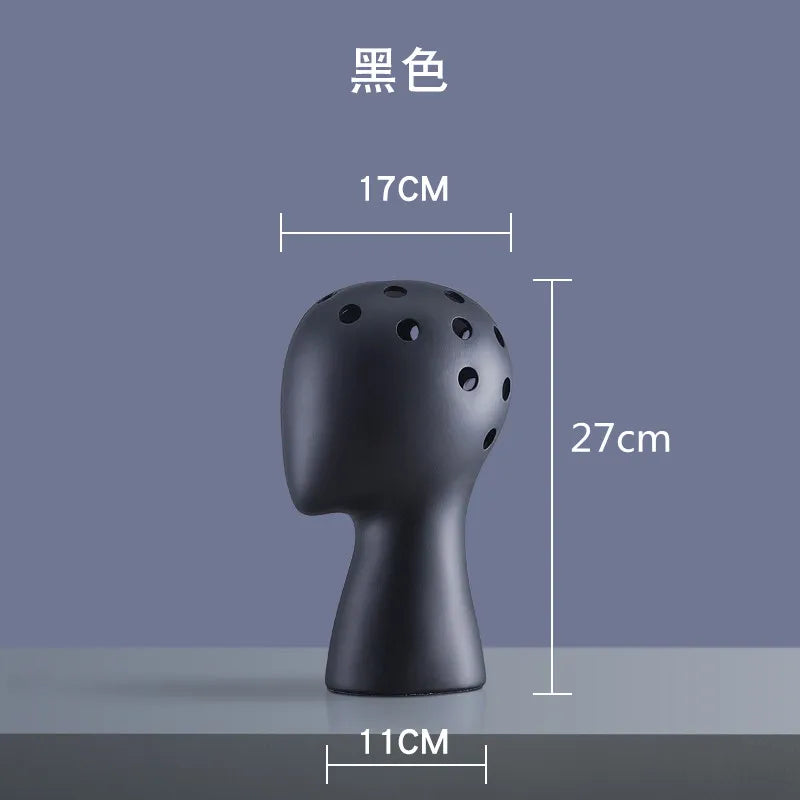 Afralia™ Human Head Ceramic Vase for Nordic Style Flower Arrangement