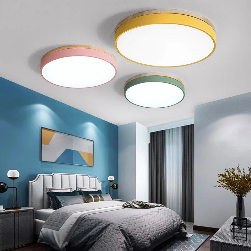 Afralia™ Nordic Wooden LED Ceiling Light - Modern Glossy Fixture for Living Room