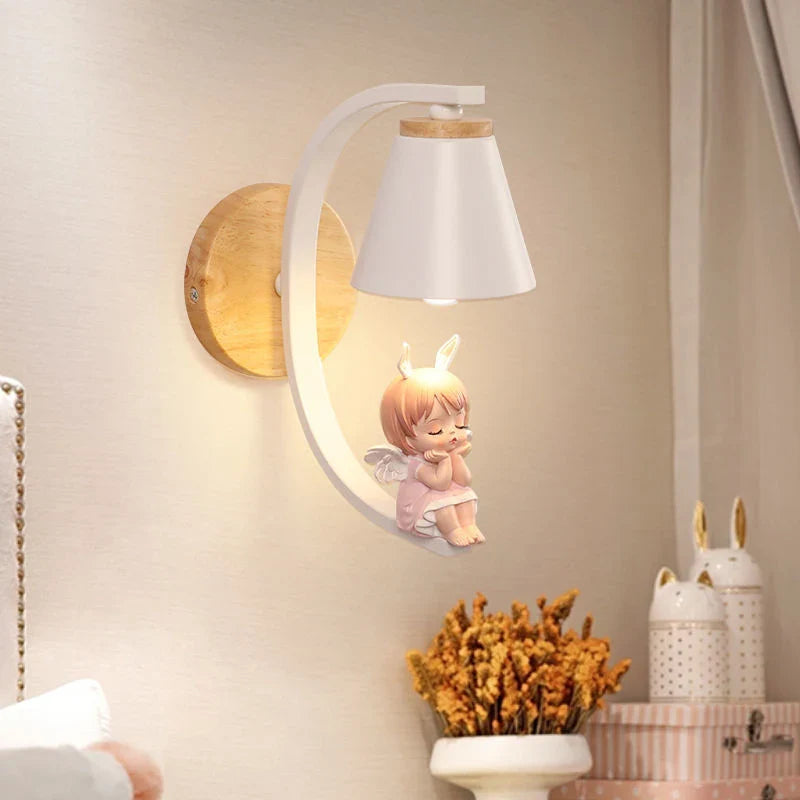 Afralia™ Angel Girl Bedroom Wall Sconces LED Light Fixtures