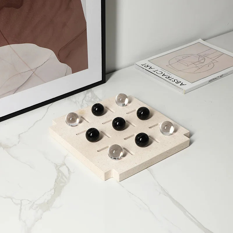 Afralia™ Geometric Glass Bead Chess Set Home Decor Figurines - Marble Ornaments