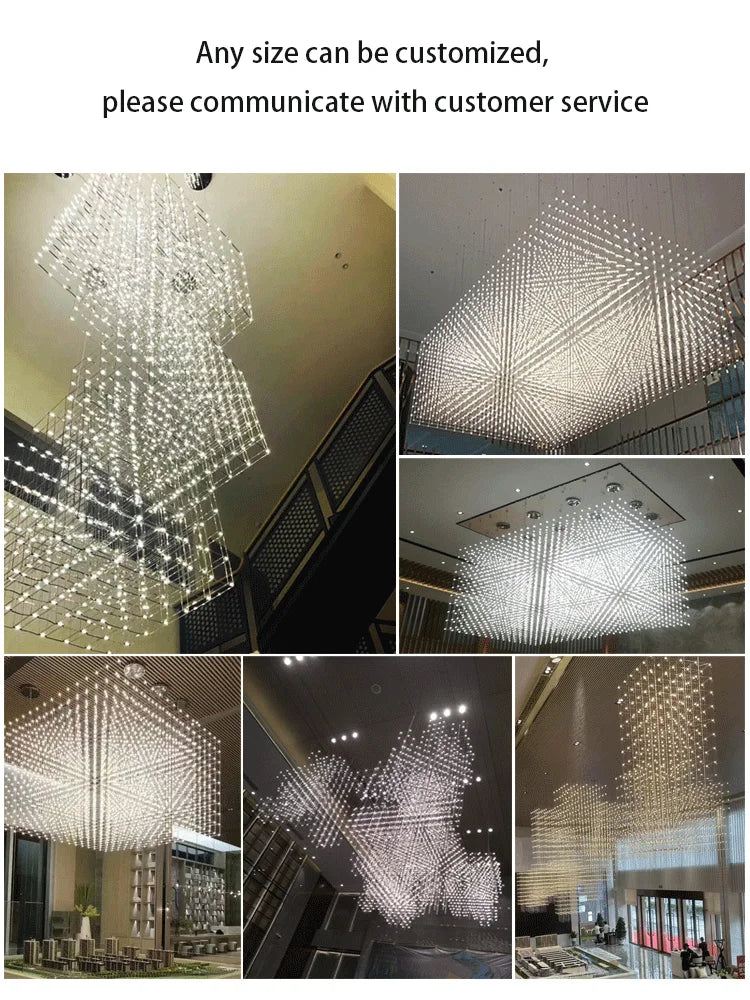 Afralia™ Sky Starlight Cube Chandelier for Living Room, Restaurant, Hotel Lobby, and Bar