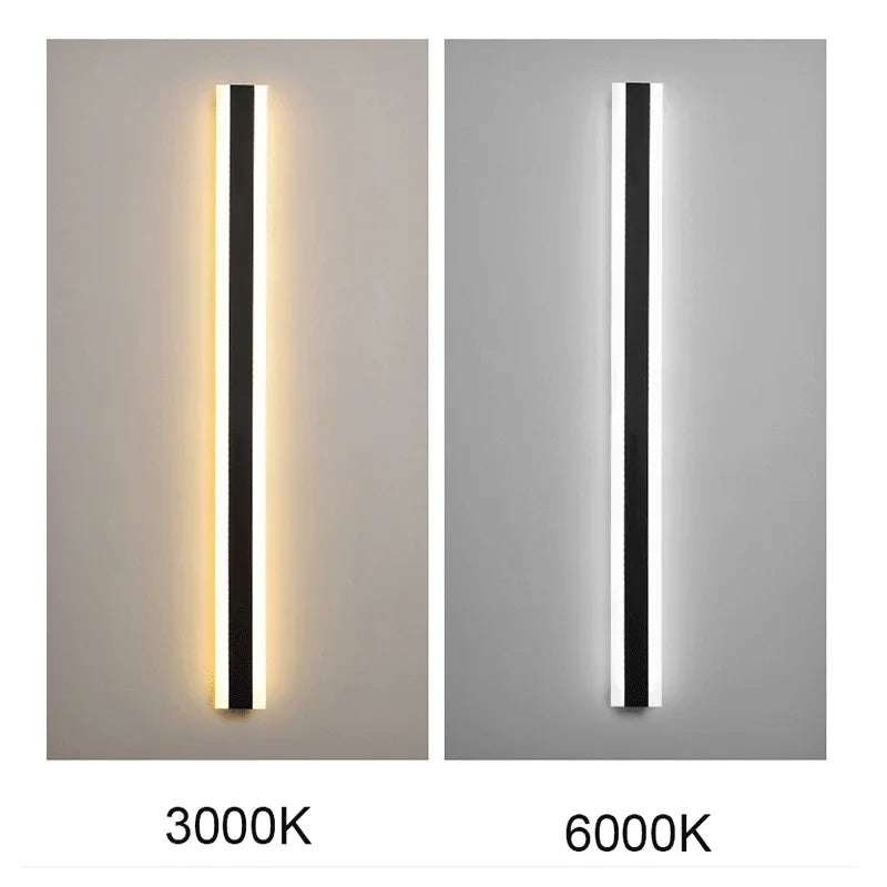 Afralia™ Outdoor LED Wall Light for Villa Courtyard, Garden, Garage - Waterproof, Long Strip