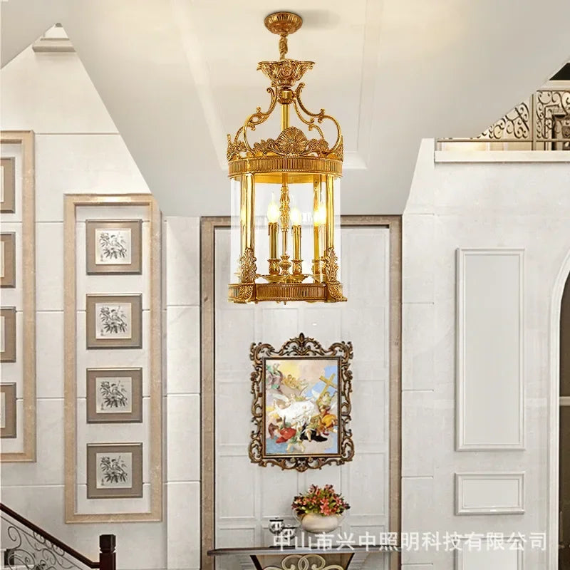 Afralia™ Luxury Copper Chandelier for European Restaurant Corridor Foyer Balcony
