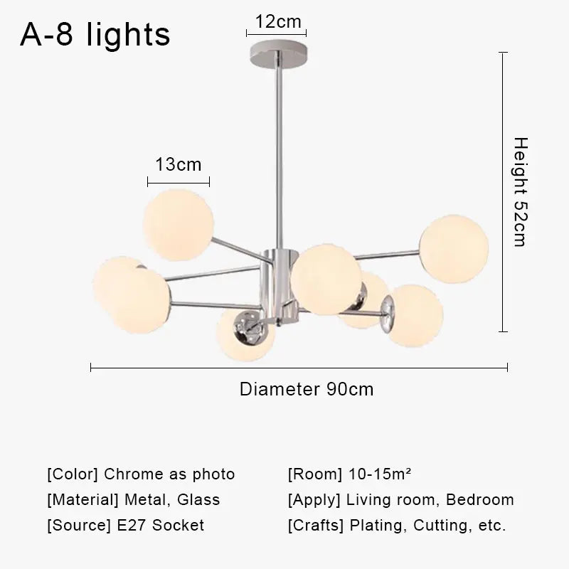 Afralia™ Glass Ball LED Ceiling Chandelier for Modern Living Room and Bedroom