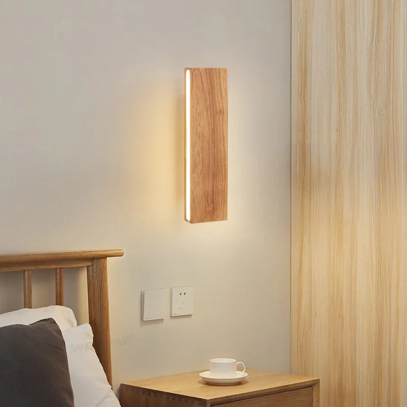 Afralia™ Wood LED Rotate Wall Sconce for Parlor Bedroom Atmosphere